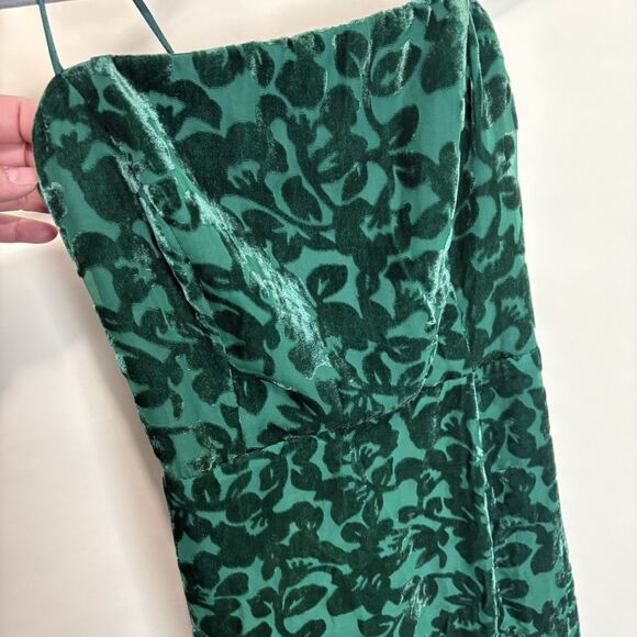 Lulu’s Womens Leave You Wishing Emerald Green Burnout Velvet Lace-Up Dress Sz L - Picture 6 of 12